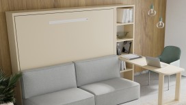 Cama Abatible horizontal IBIZA con sofá y mesa estantería